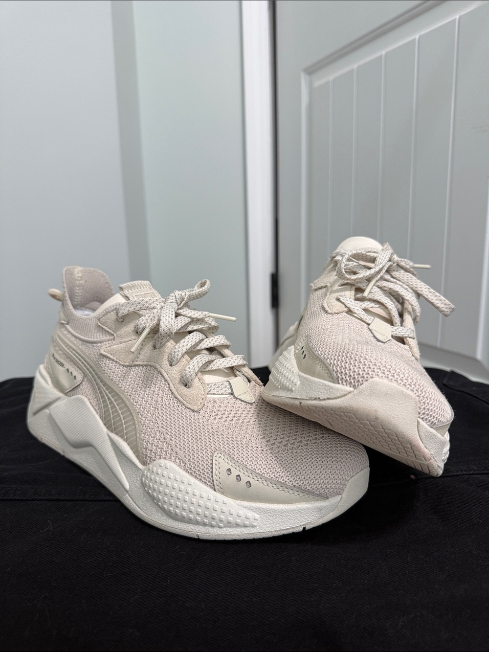 Puma Men’s Cream Knit Lace-Up Sneakers